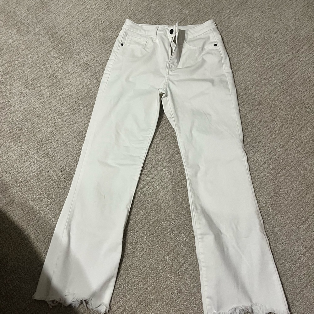 White Frayed Hem Jeans